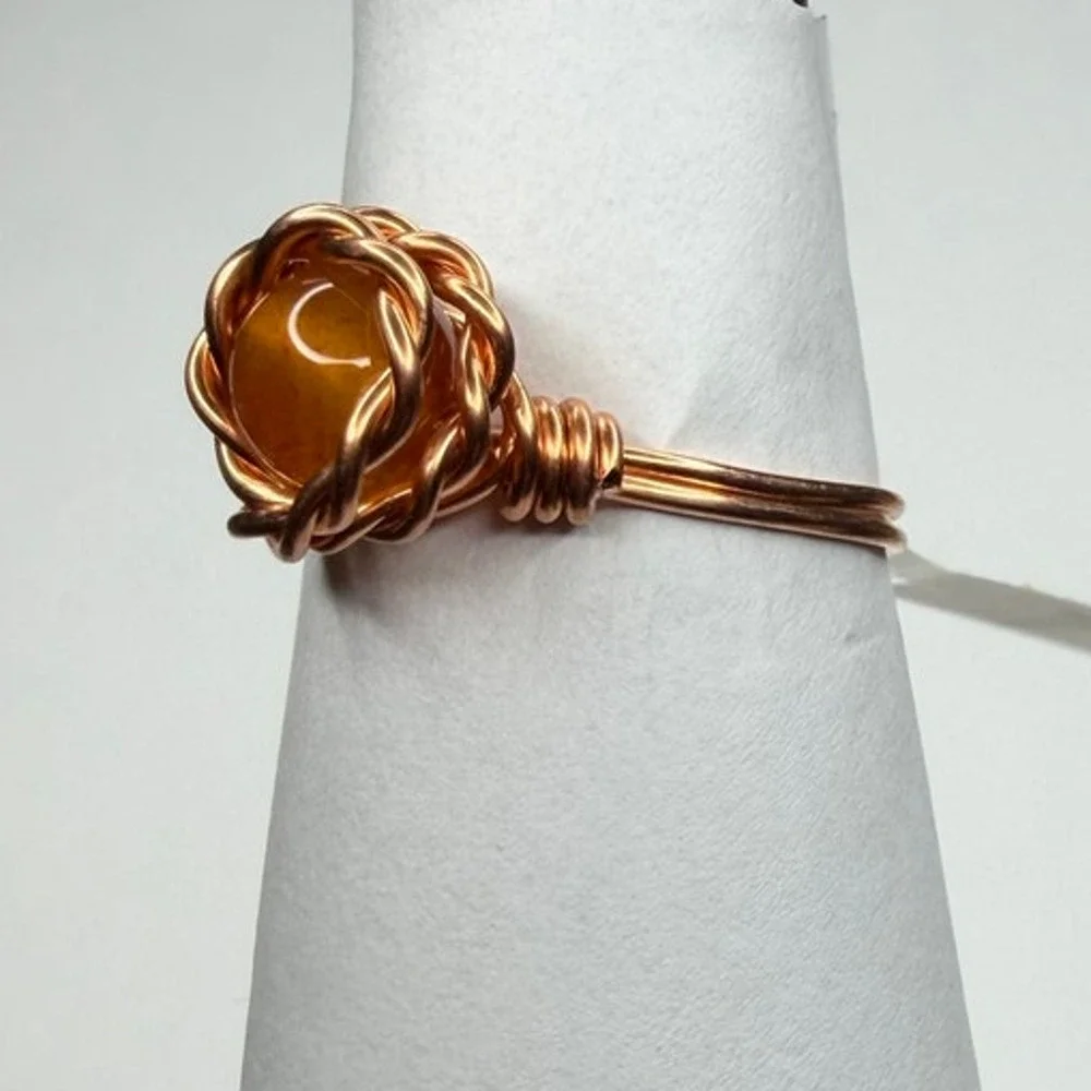 Carnelian ring copper handmade 7